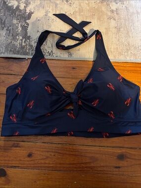 Old Navy Navy and Red Lobster Halter Bikini Top